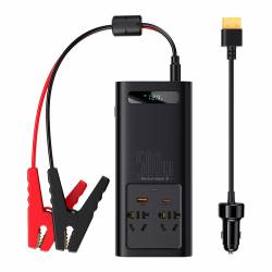 Baseus samochodowa przetwornica inwerter prądu 150W 12V / 500W 220V (wtyczka EU i CN) czarny (CGNB000101)