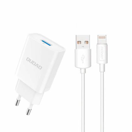 Ładowarka Sieciowa Dudao A4Eu Usb-A 2.1A - Biała + Kabel Usb-A - Lightning