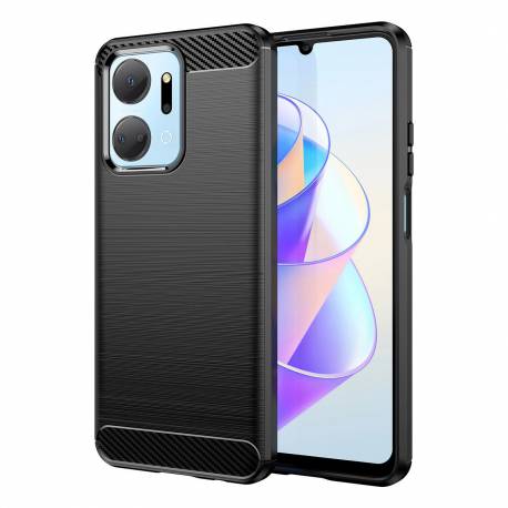 Carbon Case Etui Do Honor Play 40 Plus / Honor X7A Elastyczny Silikonowy Karbonowy Pokrowiec Czarne