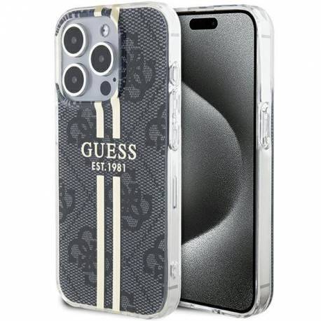 Etui Guess Iml 4G Gold Stripe Na Iphone 15 Pro Max - Czarne