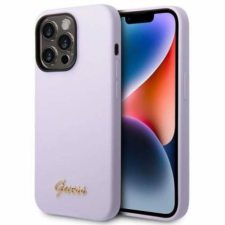 Etui Guess Silicone Vintage Gold Logo Na Iphone 14 Pro Max - Fioletowe