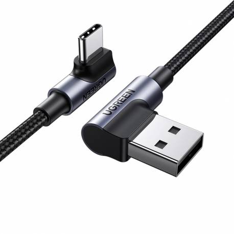 Ugreen Kabel Kątowy 90° Usb C - Usb 2.0 480Mb/s 3A 3M Czarny (Us176)