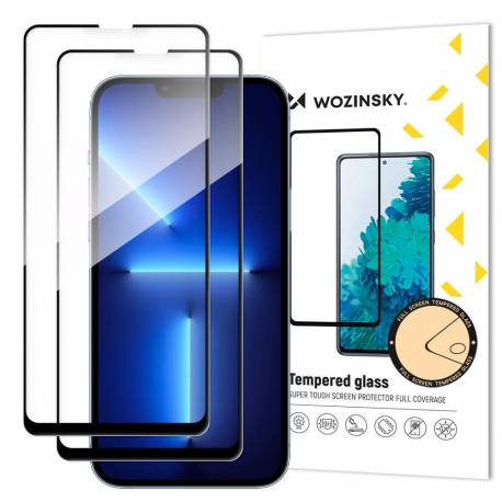 Wozinsky zestaw 2x super wytrzymałe szkło hartowane Full Glue na cały ekran z ramką Case Friendly iPhone 13 Pro Max czarny