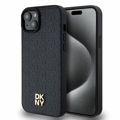 Etui Dkny Leather Pattern Metal Logo Magsafe Na Iphone 15 / 14 / 13 - Czarne