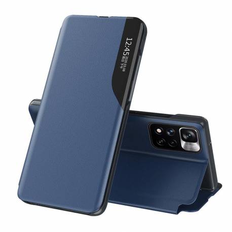 Eco Leather View Case elegancki futerał etui z klapką i funkcją podstawki Poco M4 Pro 5G niebieski