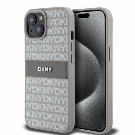 Etui Dkny Leather Mono Stripe & Metal Logo Na Iphone 15 / 14 / 13 - Beżowe