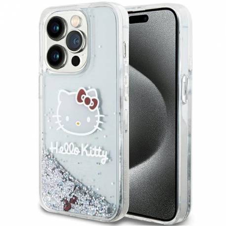 Etui Hello Kitty Liquid Glitter Charms Kitty Head Na Iphone 13 Pro Max - Srebrne