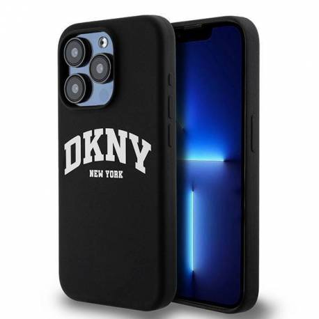 Etui Dkny Liquid Silicone White Printed Logo Magsafe Na Iphone 14 Pro - Czarne