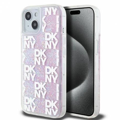 Etui Dkny Liquid Glitter Multilogo Na Iphone 15 / 14 / 13 - Różowe