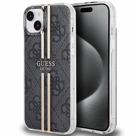 Etui Guess Iml 4G Gold Stripe Na Iphone 15 Plus / 14 Plus - Czarne