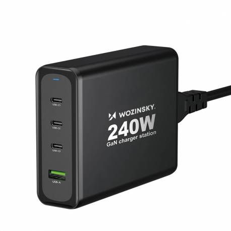 Ładowarka Sieciowa Gan Wozinsky Wgcsb 240W Usb-A / 3 X Usb-C - Czarna