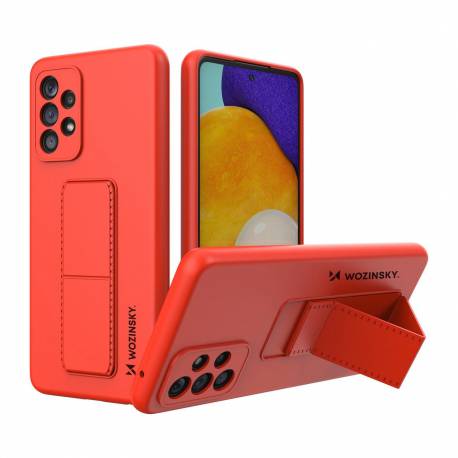 Wozinsky Kickstand Case elastyczne silikonowe etui z podstawką Samsung Galaxy A73 czerwony