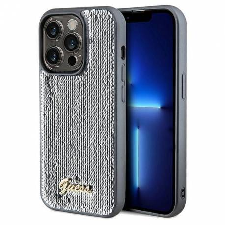 Etui Guess Sequin Script Metal Na Iphone 14 Pro Max - Srebrne