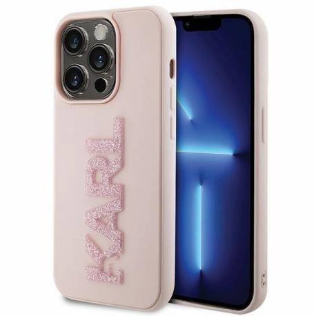 Etui Karl Lagerfeld 3D Rubber Glitter Logo Na Iphone 15 Pro - Różowe