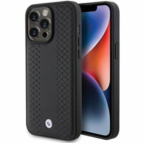 Etui Bmw Leather Diamond Pattern Na Iphone 15 Pro Max - Czarne