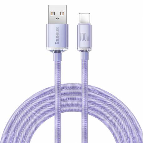 Baseus Crystal Shine Series Kabel Przewód Usb Do Szybkiego Ładowania I Transferu Danych Usb Typ A - Usb Typ C 100W 2M Fioletowy