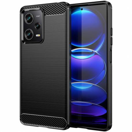 Carbon Case etui Xiaomi Poco X5 Pro 5G / Redmi Note 12 Pro elastyczny silikonowy karbonowy pokrowiec czarne