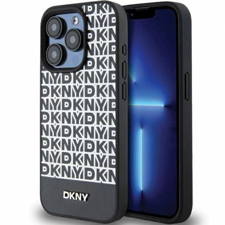Etui Dkny Leather Printed Pattern Metal Logo Magsafe Na Iphone 15 Pro Max - Czarne