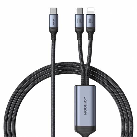 Kabel 2 W 1 Joyroom Speedy Series Sa21-1T2 Usb-C - Usb-C / Lightning 100W 1.5M Czarny