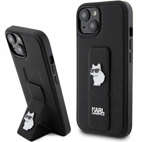 Etui Karl Lagerfeld Gripstand Saffiano Choupette Pins Na Iphone 15 Plus / 14 Plus - Czarne