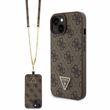 Etui Guess Crossbody 4G Metal Logo Do Iphone 15 Plus - Brązowe
