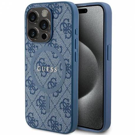 Etui Guess 4G Collection Leather Metal Logo Magsafe Na Iphone 14 Pro - Niebieskie