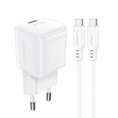 Ładowarka Sieciowa Acefast A77 Mini Pd 30W Gan + Kabel Usb-C - Biała