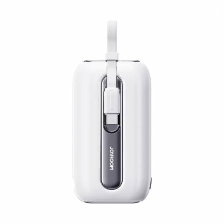 Joyroom powerbank 10000mAh Colorful Series 22.5W z 2 wbudowanymi kablami USB C i Lightning biały (JR-L012)