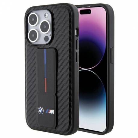 Etui Bmw Grip Stand Smooth & Carbon Na Iphone 15 Pro - Czarne