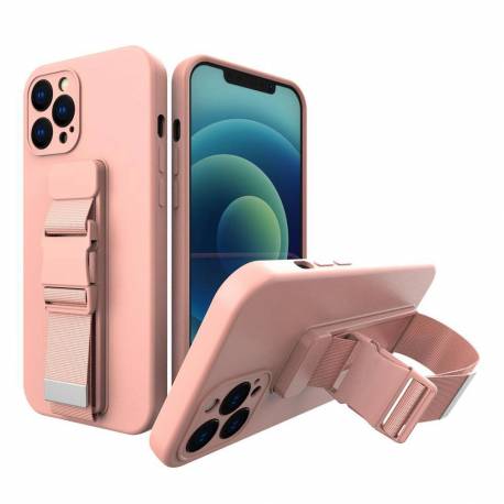 Rope case żelowe etui ze smyczą łańcuszkiem torebka smycz Xiaomi Poco X3 NFC różowy