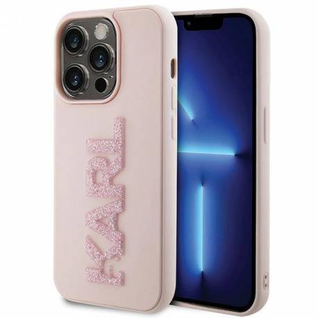 Etui Karl Lagerfeld 3D Rubber Glitter Logo Na Iphone 15 Pro Max - Różowe