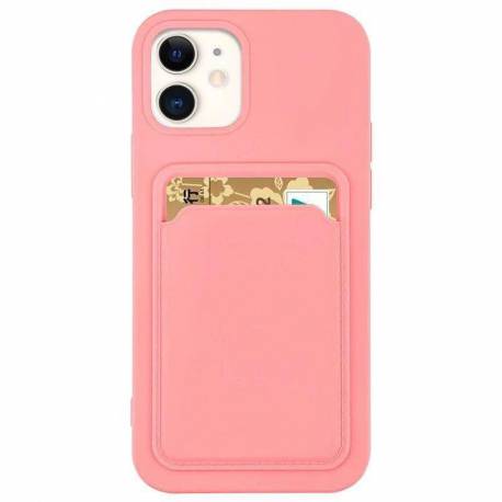 Card Case silikonowe etui portfel z kieszonką na kartę dokumenty do Samsung Galaxy A73 różowy