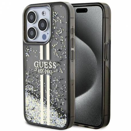 Etui Guess Liquid Glitter Gold Stripes Na Iphone 15 Pro Max - Czarne