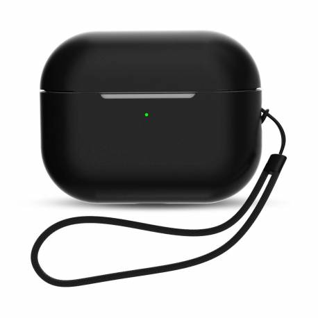 Silikonowe Etui Airpods Pro 2 / Airpods Pro 1 + Pasek Na Nadgarstek Smycz - Czarne