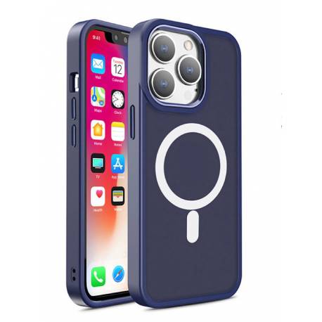 Magnetyczne etui Color Matte Case do iPhone 15 Plus - granatowe