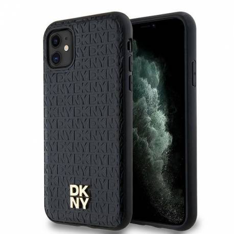 Etui Dkny Leather Monogram Pattern Metal Logo Magsafe Na Iphone 11 / Xr - Czarne