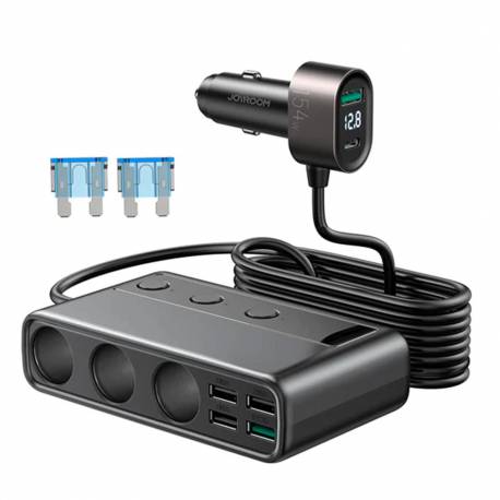 Ładowarka Samochodowa 9W1 Joyroom Jr-Cl06 154W 5X Usb-A / Usb-C / 3X Gniazdo Zapalniczki Pd Qc Pps - Czarna