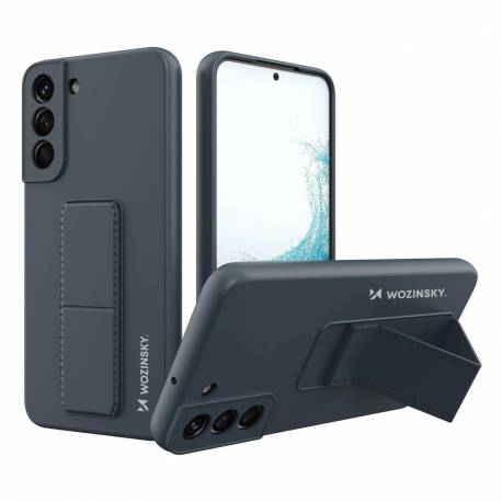 Wozinsky Kickstand Case elastyczne silikonowe etui z podstawką Samsung Galaxy S22+ (S22 Plus) granatowy