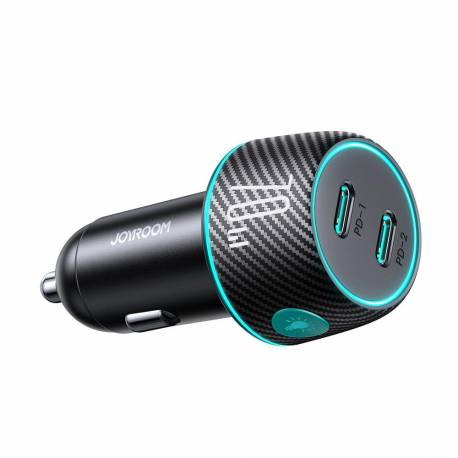 Ładowarka samochodowa 2x USB C 70W z podświetleniem LED Joyroom JR-CCN02 | czarna