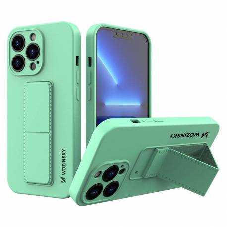 Wozinsky Kickstand Case elastyczne silikonowe etui z podstawką iPhone 13 mini miętowy