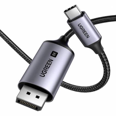 Kabel Ugreen Cm556 Ze Złączami Usb-C I Displayport 8K O Długości 2 M - Szary