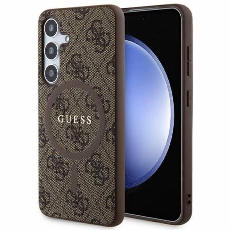 Etui Guess 4G Collection Leather Metal Logo Magsafe Na Samsung Galaxy S24 - Brązowe