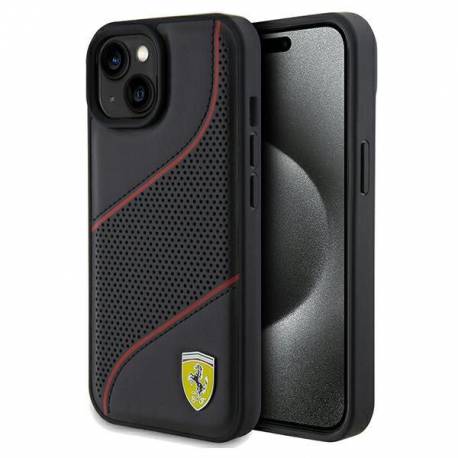 Etui Ferrari Perforated Waves Metal Logo Na Iphone 15 / 14 / 13 - Czarne