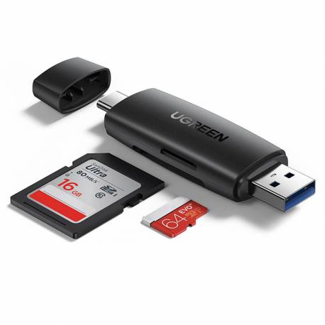 Ugreen Adapter Czytnik Kart Sd / Micro Sd (Usb-A / Usb-C) Czarny (Cm304)