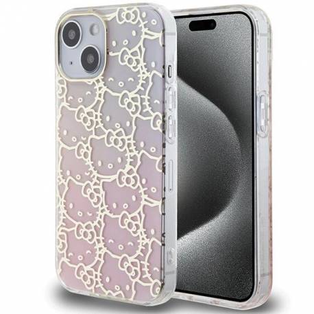 Etui Hello Kitty Iml Gradient Electrop Crowded Kitty Head Na Iphone 15 - Różowe