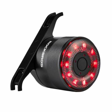 Lampka Rowerowa Tylna Rockbros Q1 7 Kolorów Led + Kabel Usb-C - Usb-A - Czarna