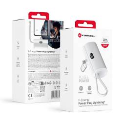 Forcell Powerbank F-Energy Power Plug F5K3 5 000Mah Z Wbudowanym Złączem Do Lightning 8-Pin Pd 20W Biały