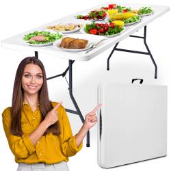 Stół Cateringowy Bali White Składany W Walizkę 180 Cm Biały