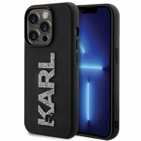 Etui Karl Lagerfeld 3D Rubber Glitter Logo Na Iphone 15 Pro - Czarne