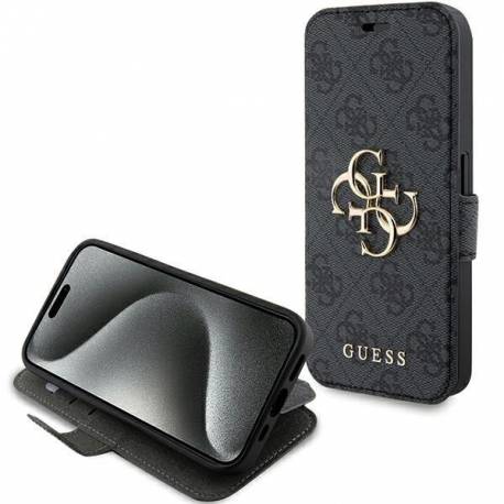 Etui Guess 4G Metal Logo Na Iphone 15 Pro - Szare